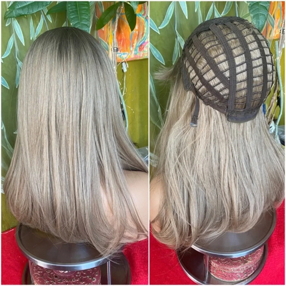 Sandy - ombré ash dark blonde wig bangs
